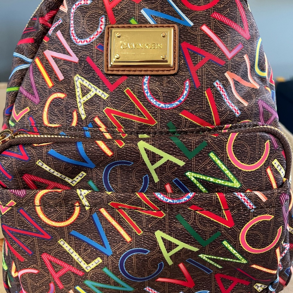 Calvin Klein Multicolor Logo Brown Backpack